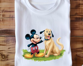 Mickey and Pluto Png, Cute Dog and Mouse Friends Design for Shirt or Mug, Best Friend Animal Art, Sublimation File, Instant Download