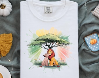 Lion King Png Clipart, Simba and Nala Under Tree, African Wildlife Printable Design for Kids Shirts, Jungle Safari Nursery Art