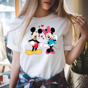 Romantic Mickey Mouse Minnie Mouse Holding Hands Svg, Cute Couple Love Design For Shirts and Gifts, Png Eps Dxf Vector Files