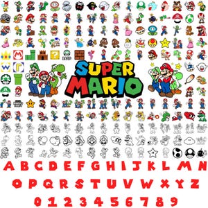 1000+ Files Super Mario SVG Bundle for Cricut and Sublimation, Mario clipart bundle, Mario Cut Files, Mario Clipart, Super Mario Font, Mario