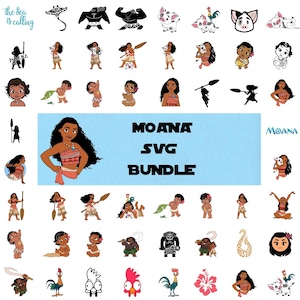 Moana Svg Clipart Bundle, Baby Moana Cake Topper Svg, Maui Pua Moana PNG for Cricut, Moana Svg, Instant Download