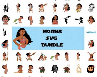 Moana Svg Clipart Bundle, Baby Moana Cake Topper Svg, Maui Pua Moana PNG for Cricut, Moana Svg, Instant Download