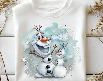 Olaf Winter Png Clipart, Cute Snowman with Mini Snow Buddy Design, Frozen-Inspired Snow Art for Sublimation, Instant Digital Download