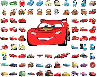 Cars Svg Png, Cars Clipart, Cars Characters Svg, Planes and Cars Birthday Bundle, Instant Download, Lightning Mcqueen Mater, Chrome Letter