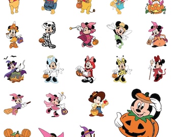Mickey and Friends Halloween 24 cliparts bundle, Halloween svg cut files for Cricut, Trick Or Treat Svg, Spooky Vibes Svg, Family Trip Svg