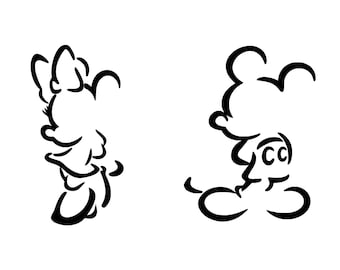 Minimalist Mickey and Minnie SVG PNG, Line Art Disney Couple Clipart for Shirts and Crafts, Modern Cricut Design, Instant Digital Download