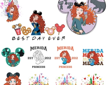 Merida Png Bundle, Brave Princess Clipart, Red Hair Girl Png, Castle Birthday Png, Cute Warrior Girl Art, Instant Digital Download