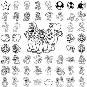Super Mario SVG Bundle for Cricut and Sublimation, Mario clipart bundle, Mario Cut Files, Mario Clipart, Super Mario Font, Mario Png