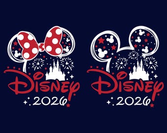 Mouse Ears Castle 2026 Png Set, Fireworks Theme for Dark Shirts