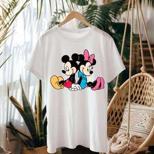 Mickey Mouse and Minnie Mouse Sitting Back to Back Svg, Couple Mouse Shirt Design, Cute Cartoon Mouse Png Clipart, Digital Download image 7