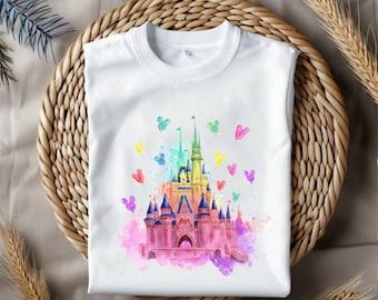 Watercolor Mouse Castle Png, Mouse Ear Magic Castle, Retro Magic Kingdom Design with Mouse Ears for Sublimation Projects, Digital Download