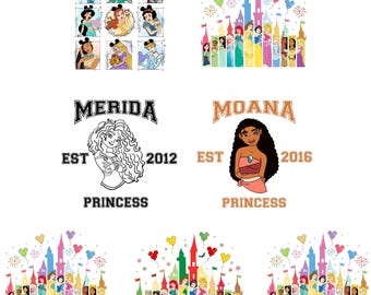 Moana Princess Squad Png, Girl Group Castle Png Clipart, Moana and Friends Sublimation Design for Shirts, Instant Download Png Files