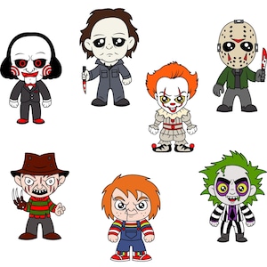 Mini Horror SVG Bundle, Halloween Horror Characters SVG, Cute Horror Friends for Cricut, Scary Movie SVG Files, Instant Digital Download