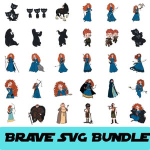 Merida Svg Bundle, Brave Svg Png,  Merida Sublimation Cliaprts Bundle, Brave Svg Files for Cricut and Silhouette, Clipart Digital Download,