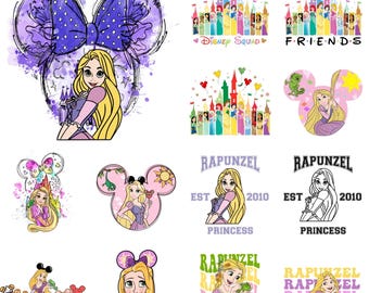 Rapunzel Princess Png Bundle, Tangled Clipart Set for Girls, Fairytale Hair Art, Castle Png for Sublimation, Instant Digital Download