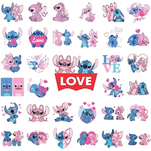 Stitch and Angel SVG Bundle, Stitch Svg, Stitch Couple Svg, Png, Stitch Love Svg, Angel, Stitch With Angel Svg, Layered Stitch Svg Bundle