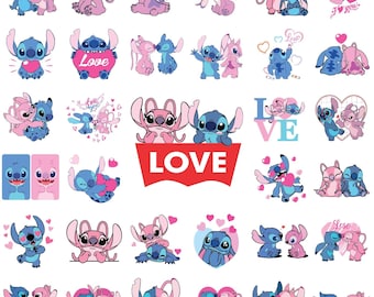 Pacote SVG de Ponto e Anjo, Stitch Svg, Stitch Couple Svg, PNG, Stitch Love Svg, Anjo, Stitch com Anjo Svg, Pacote SVG de Ponto em Camadas