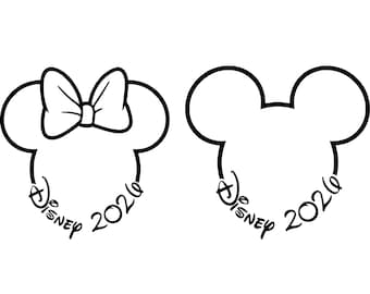 2026 Mouse Ears Minimal Outline SVG PNG, Clean Ears Design for Family Vacation Shirts