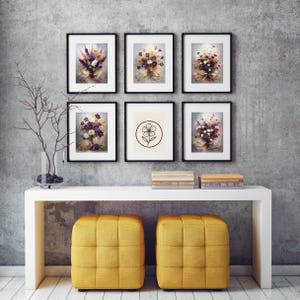 Vintage Floral Bouquet Print: Purple & White Wildflowers (Digital Download