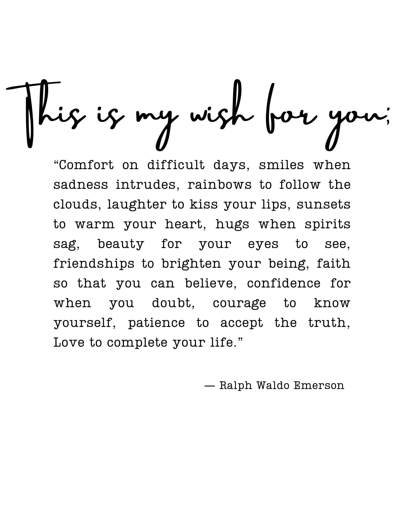 My Wish for You Ralph Waldo Emerson Quote – Printable Nursery Wall Art ...