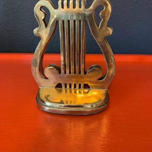 Brass Lyre Bookends