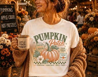 Vintage Pumpkin Patch Shirt, Retro Fall Graphic Tee, Pumpkin Farm T-Shirt, Autumn Harvest Shirt, Colette Fall Outfit, Thanksgiving Tee
