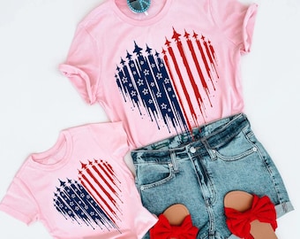 Heart Jet Shirt, Patriotic T Shirt, 4th of July Shirt, Memorial Day Gift, Aviation Tee, Fighter Jet Tshirt, Air Force Family Shirts