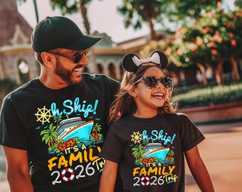 Camiseta "Vacaciones familiares en crucero 2026", Camiseta "¡Oh, barco, es un viaje familiar!", Camisetas a juego para grupos de crucero, Conjunto de regalo de viaje de verano con temática náutica