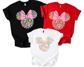 Floral Mickey Head Shirt, Floral Minnie Shirt, Disney Flower Shirt, Disney Spring Shirt, Retro Disney Shirt, Disney Vacation Tee