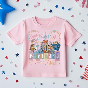 Zootopia Birthday Shirt, Custom Disney Birthday Boy Tee, Family Matching Castle Shirt, Personalized Name Age Kids Tee, Judy Hopps Nick Wilde immagine 3