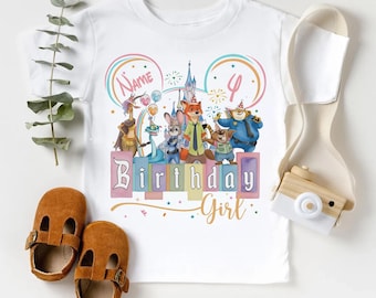 Zootopia Birthday Shirt, Custom Disney Birthday Boy Tee, Family Matching Castle Shirt, Personalized Name Age Kids Tee, Judy Hopps Nick Wilde