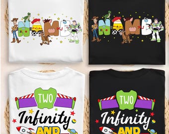 Toy Story Birthday Boy Shirt, Two Infinity and Beyond 2nd Birthday T-Shirt, Custom Name Toy Story Birthday Shirt, Family Matching Tee