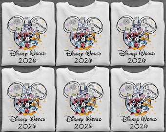 Custom Disney World 2026 Shirt, Personalized Mickey and Friends Family Vacation Tee, Disney Trip Shirt, Magic Kingdom Fireworks Top