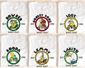 Custom Mario Kart Shirt, Personalized Nintendo Racing Tee, Retro Mario Kart Birthday Tee, Family Matching Race T-shirt, Custom Gamer Apparel