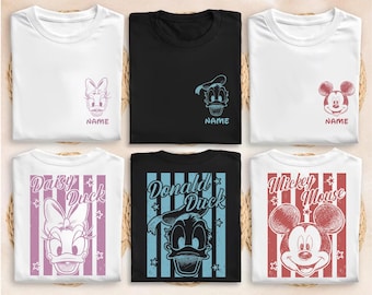 Custom Disney Shirts, Personalized Mickey Mouse T-Shirt, Family Vacation Tee, Minnie Daisy Donald Duck Matching Shirt,  Customized Name Gift