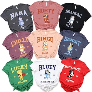 T-shirt Enfant Garçon Bluey Officiel - Motif "Mode Danse" Orange, 100% Coton, Manches Courtes