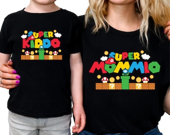 Super Mommio and Kiddo Matching Shirts, Super Daddio, Video Game Party, Matching Family, Retro Gamer Tee Family Gaming Outfit