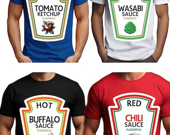 Funny Sauce T-Shirt: Ketchup, Mustard, BBQ, Chili - Foodie Gift Condiment Group Costume Shirt, Matching Ketchup Mustard Ranch Tees