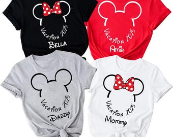 Disney 2025 Family Vacation Shirts, Mickey Minnie Matching Tees, Custom Disney Trip Shirts, Personalized Family Travel Outfits