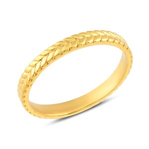 Braided Gold Band Ring, Stacking Ring, Wheat Pattern Ring, Minimalist Gold Ring, 10K & 14K Solid Gold, 18K Gold Vermeil