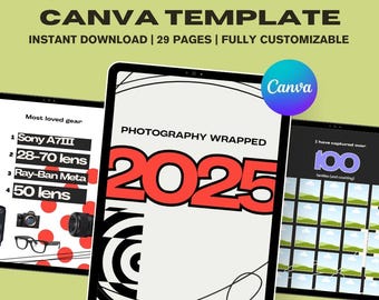 2025 Spotify Wrapped Canva Template for Photographers - Editable Social Media Post (Digital Download)