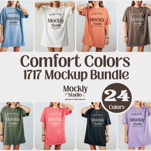 Comfort Colors 1717 Mockup Bundle | Oversized C1717 T-Shirt Model Mockup | Pepper Ivory Black | POD Front View, Print on Demand