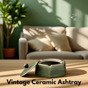 Vintage Chinese Ceramic Ashtray – Personalized Ashtray for Living Room, Tea Table or Office, Home Decor Gift for Smokers