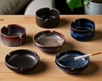 レトロな陶器の和風の赤い竹の木製灰皿、家庭用陶器の飛散防止カバー