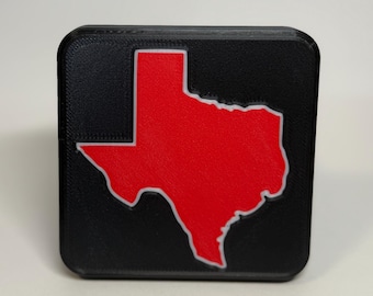 3D Printed Hitch Cover Fits 2 Inch Receiver, Texas State Design, Custom Color Truck Accessory, Gift for Dad, Made in USA