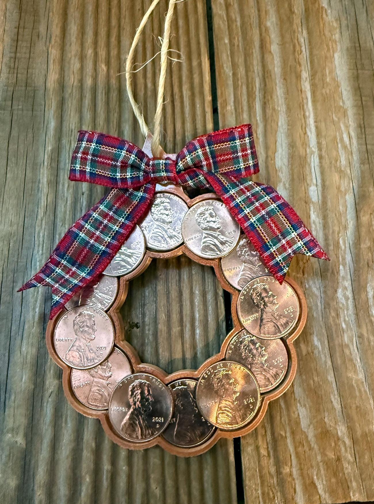 Custom US Penny Christmas Wreath Ornament (1995-2024)