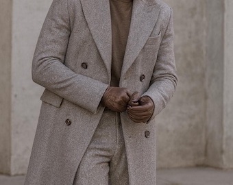 Men’s Wool Overcoat with Matching Pants | Luxury Winter Long Coat Set | Italian Style | REALEVER
