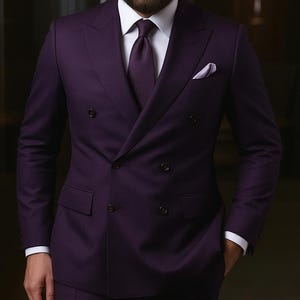 Luxury Purple Double Breasted Suit for Men | Bespoke Formal Tuxedo | Wedding & Business Tailored Suit by REALEVER