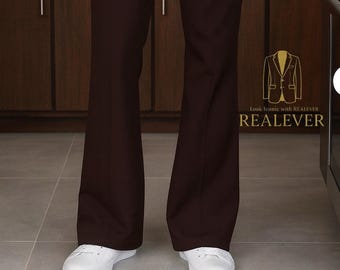 Men's Brown Flared Dress Pants: Modern Tailored Fit