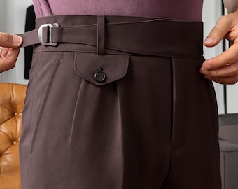 Modern Elegance: High-Rise Chocolate Gurkha Trousers